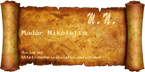 Madár Nikoletta névjegykártya